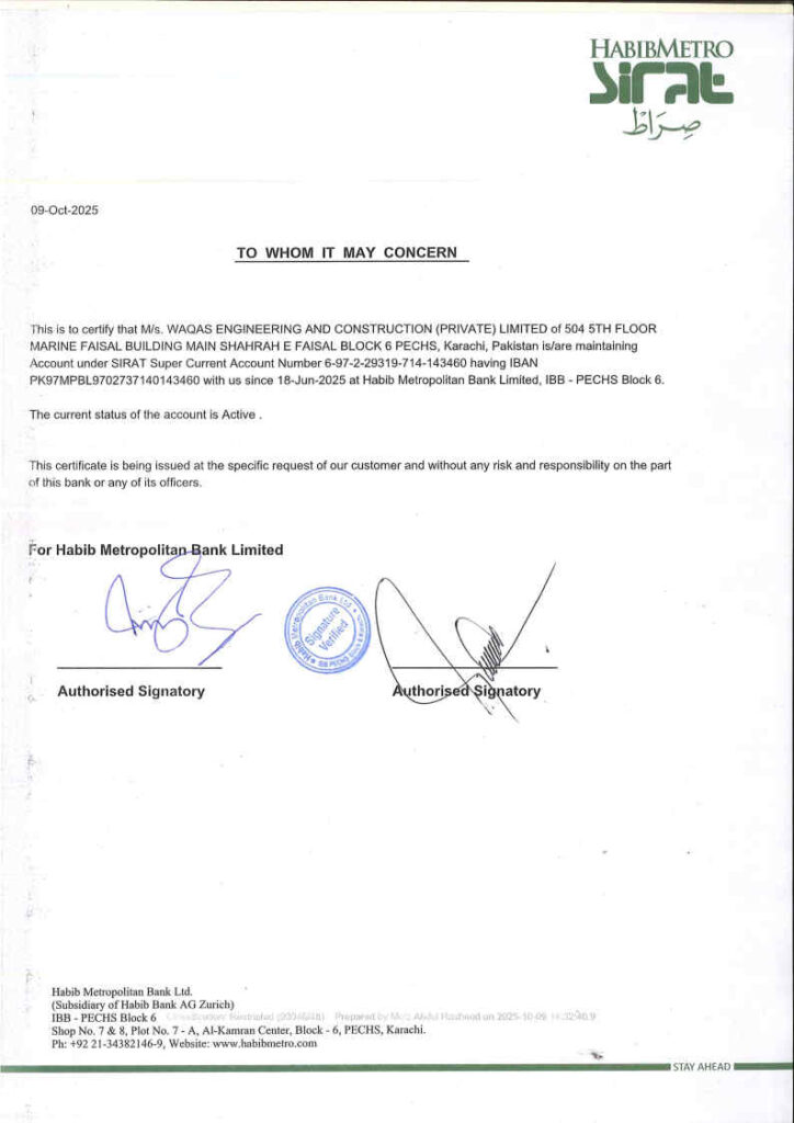 WEC - Bank Maintenance Certificate